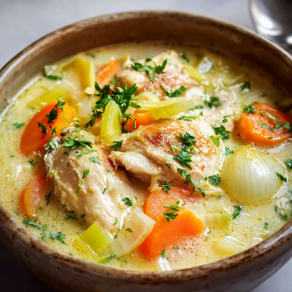 Marmite de Poulet façon Waterzoi avec Légumes et Sauce Crémeuse.