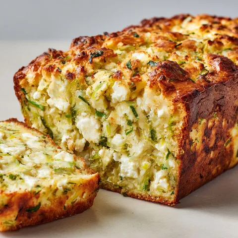 Part de cake aux verts de poireaux et feta, super gourmand.
