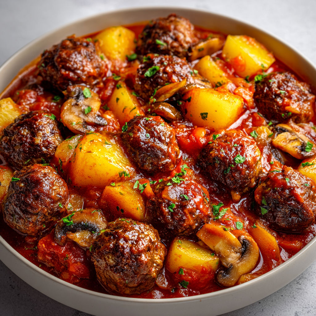 Boulettes et pommes de terre avec le Cookeo, un plat délicieux et réconfortant.