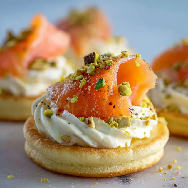 Délicieux blinis avec saumon fumé et St Morêt onctueux.