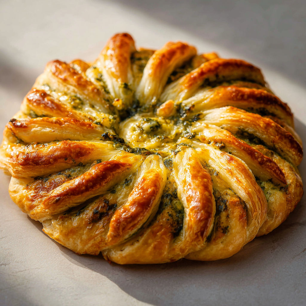 Feuilleté soleil pesto fromage la star des apéros sans stress.