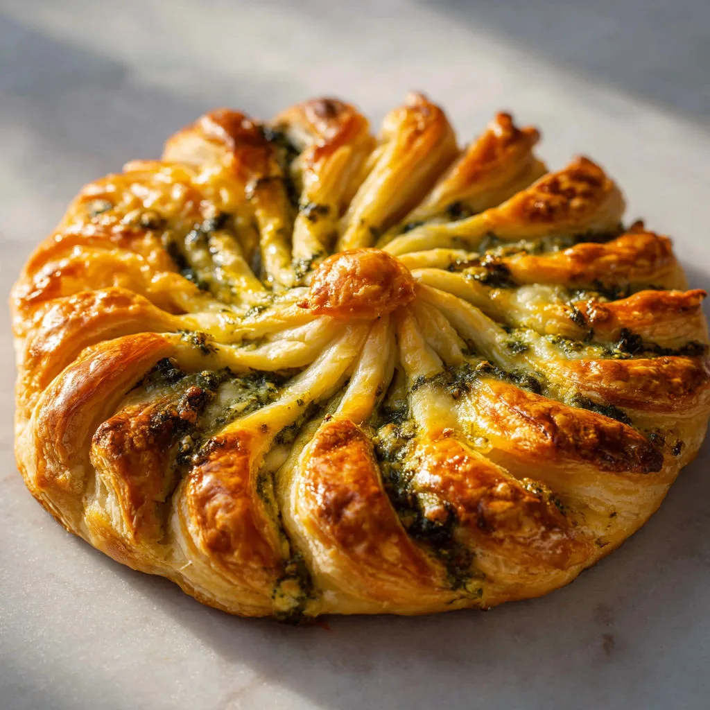 Soleil croustillant pesto fromage prêt à partager en un clin d’œil.