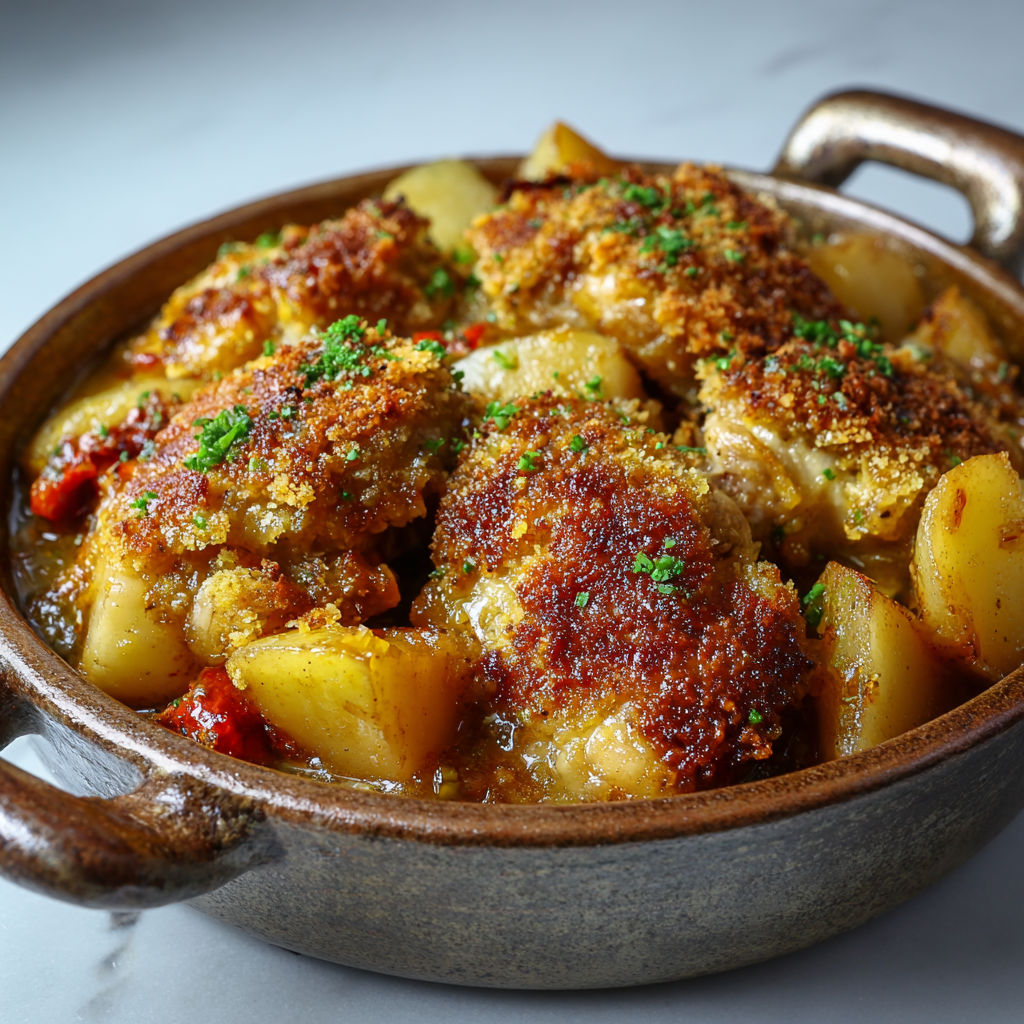 Volaille dorée façon chef, bien croustillante, relevée juste ce qu’il faut.