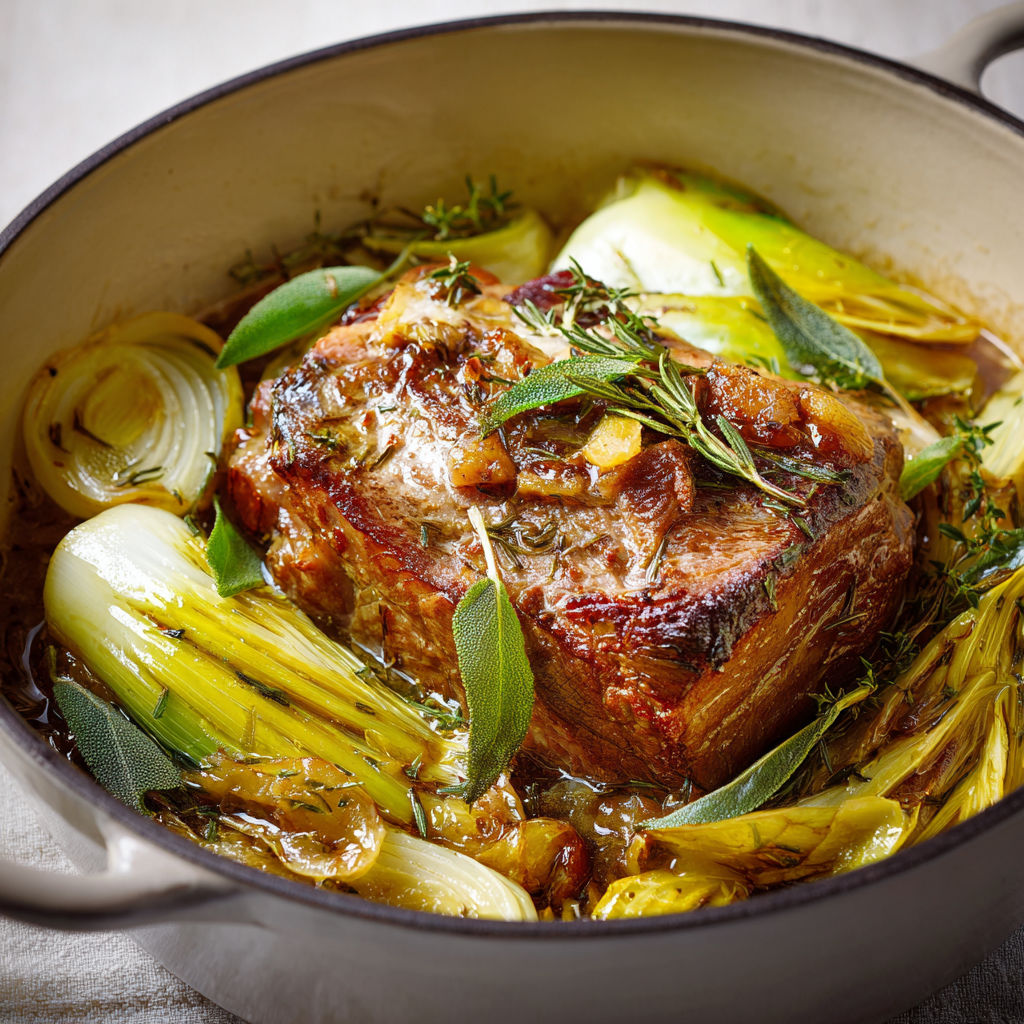 Porc tendre en cocotte et poireaux, plein de goût et facile à refaire.