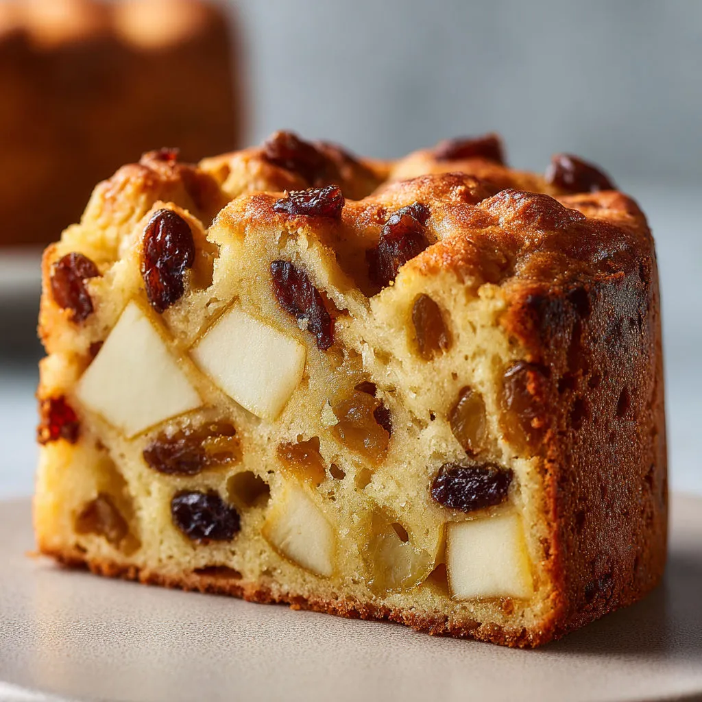 Gâteau simple et moelleux aux pommes, poires et raisins frais, aux saveurs naturelles et généreuses