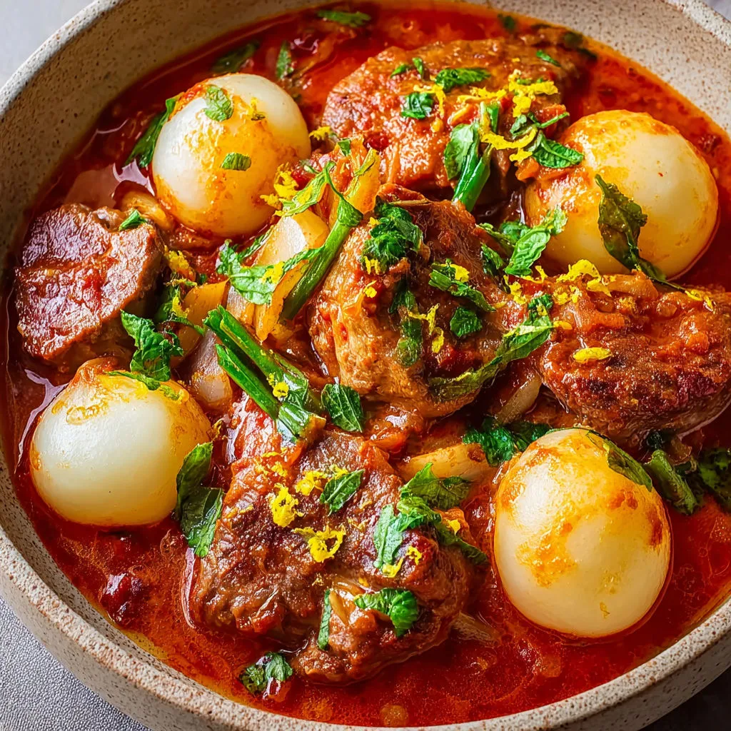 Bol garni d'un sauté d'agneau aux navets et zestes d'agrumes.