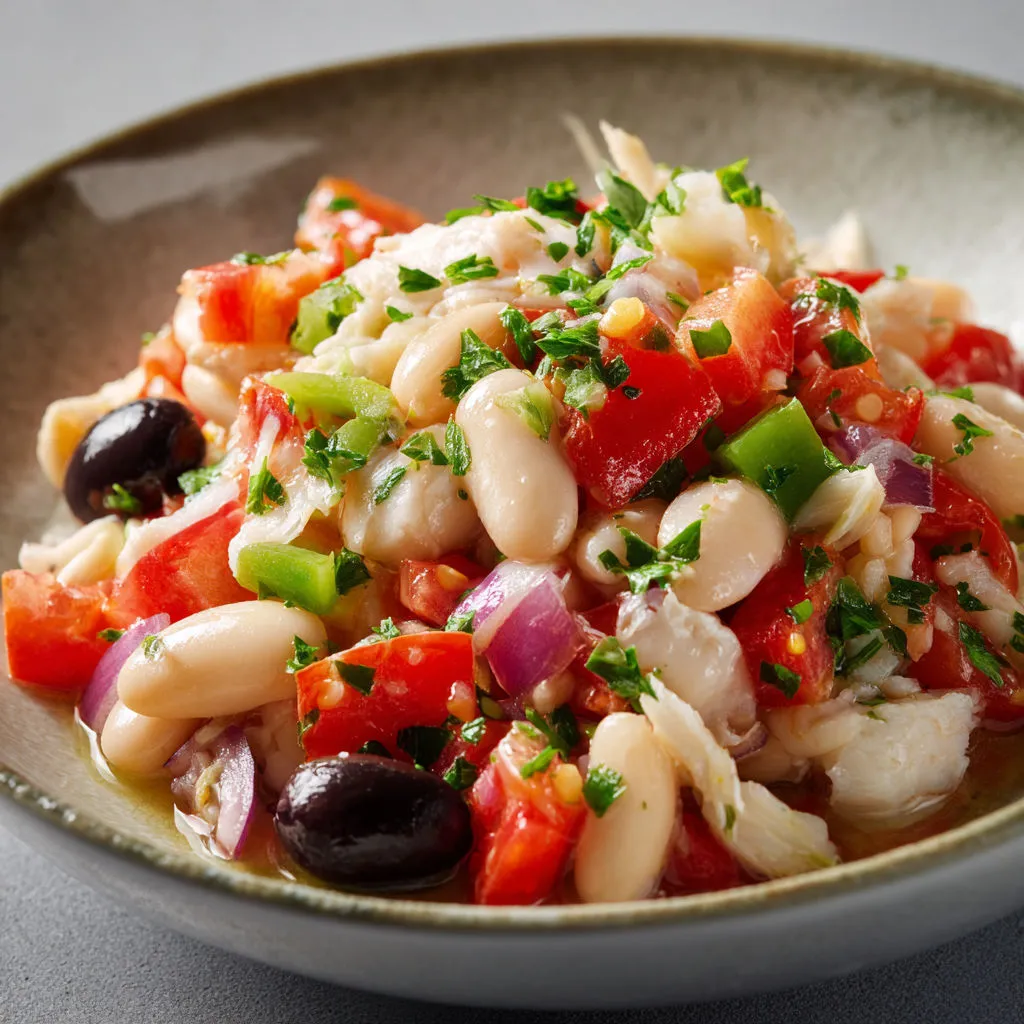 Bol de légumes frais, tomates, olives et herbes méditerranéennes.