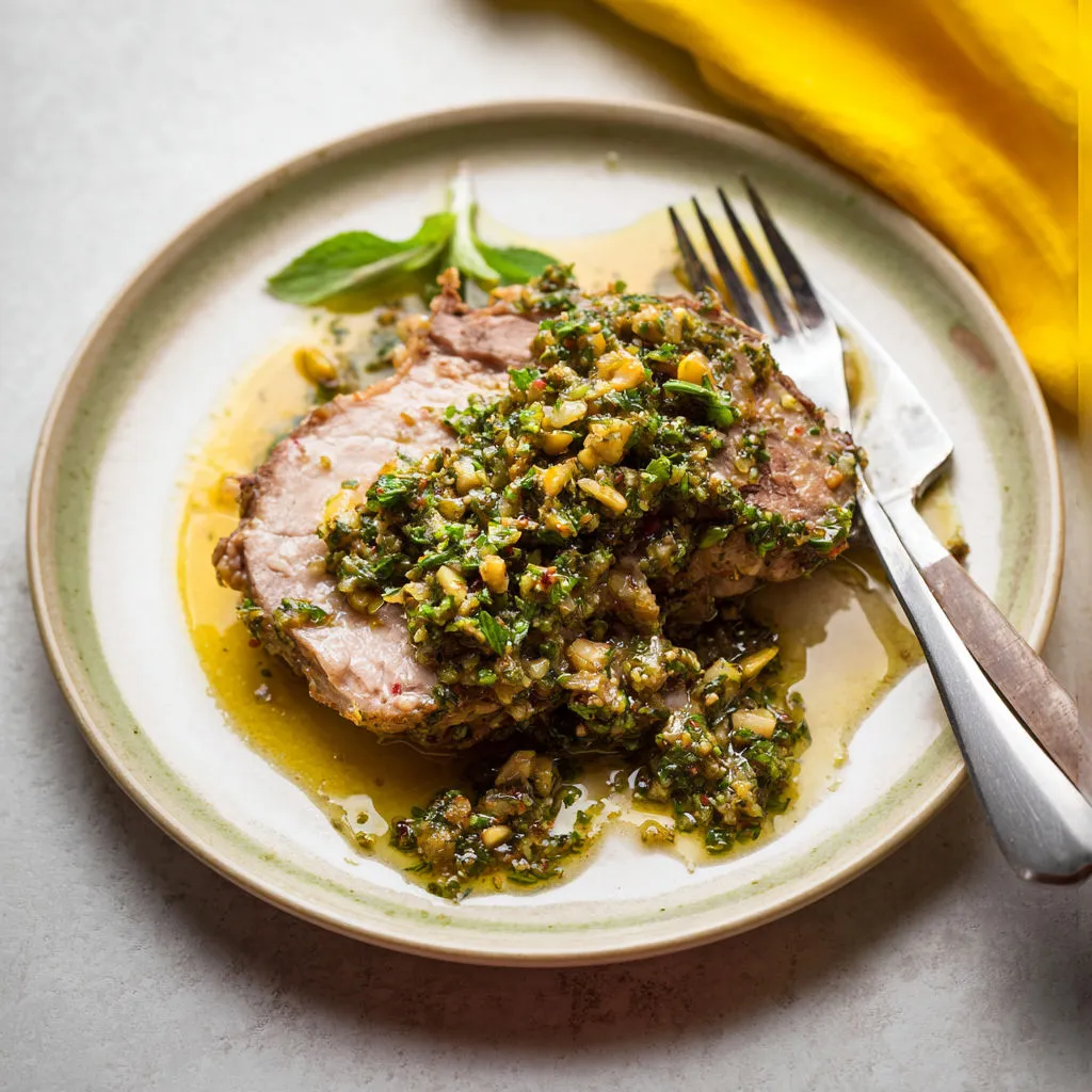 Gigot d’agneau aux herbes et citron confit, saveur méditerranéenne intense.