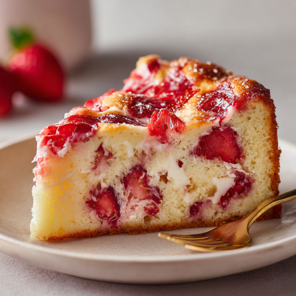 Gâteau aux fraises tout fondant, ultra simple à préparer.