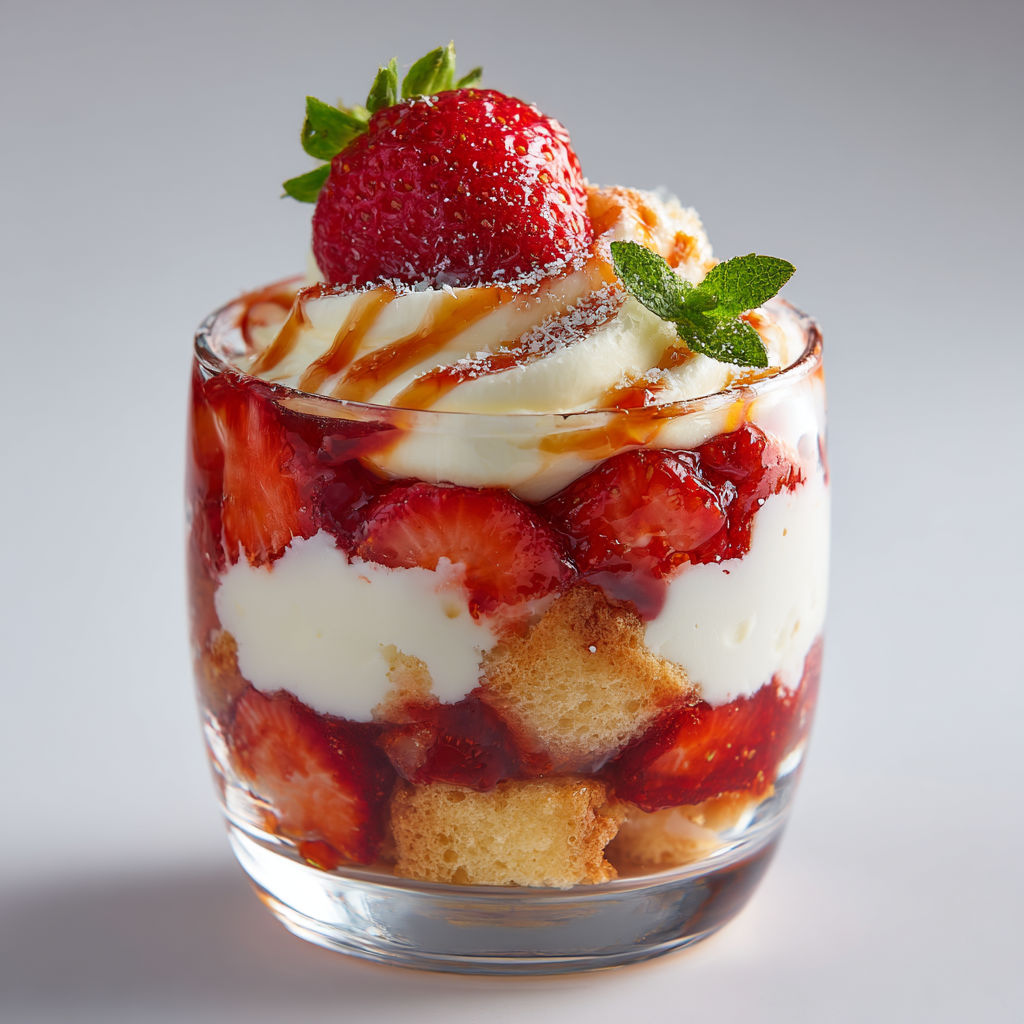 Une verrine fruitée et crémeuse alliant fraises et mascarpone, parfumée au vinaigre balsamique.