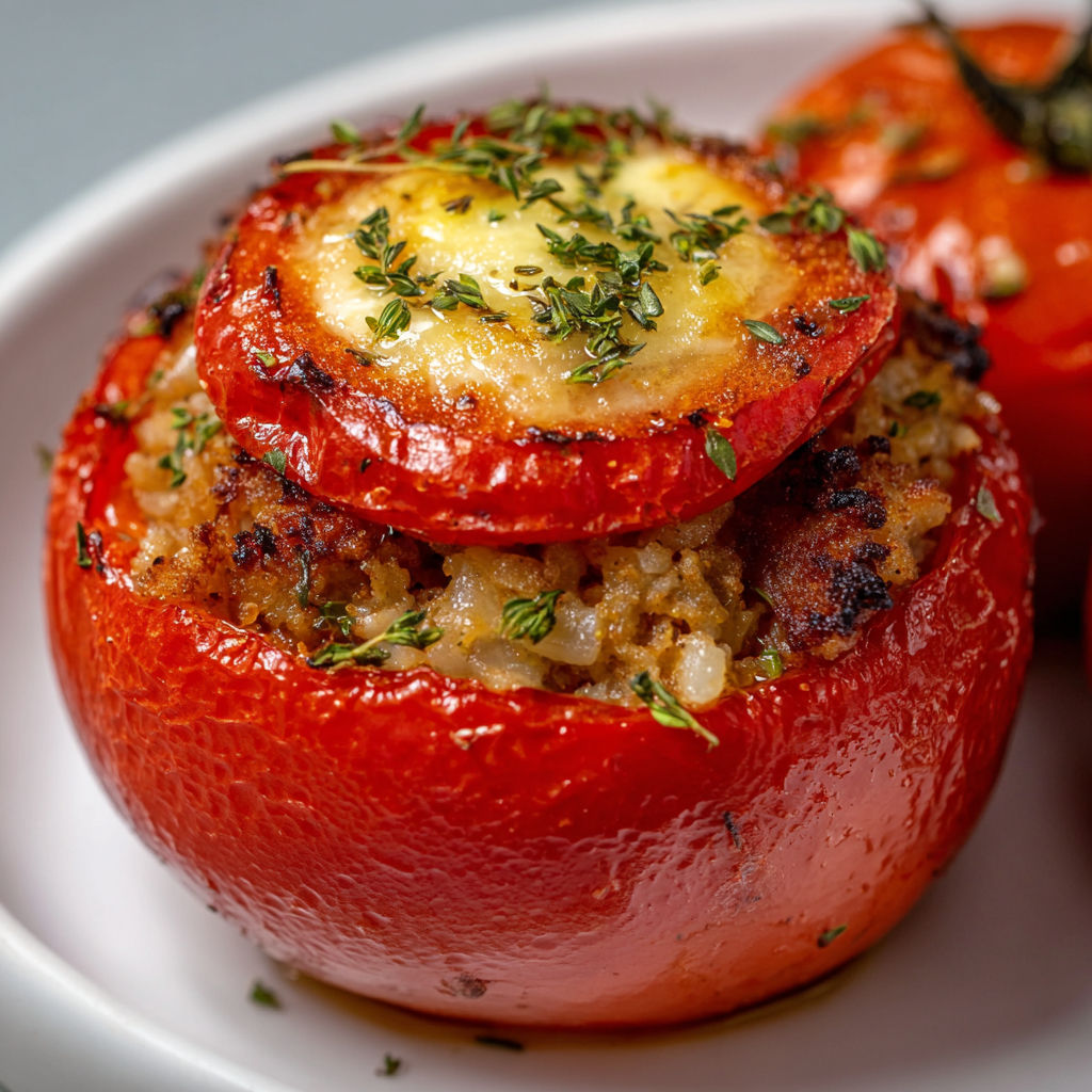 Tomates farcies simples et délicieuses, faciles à préparer.