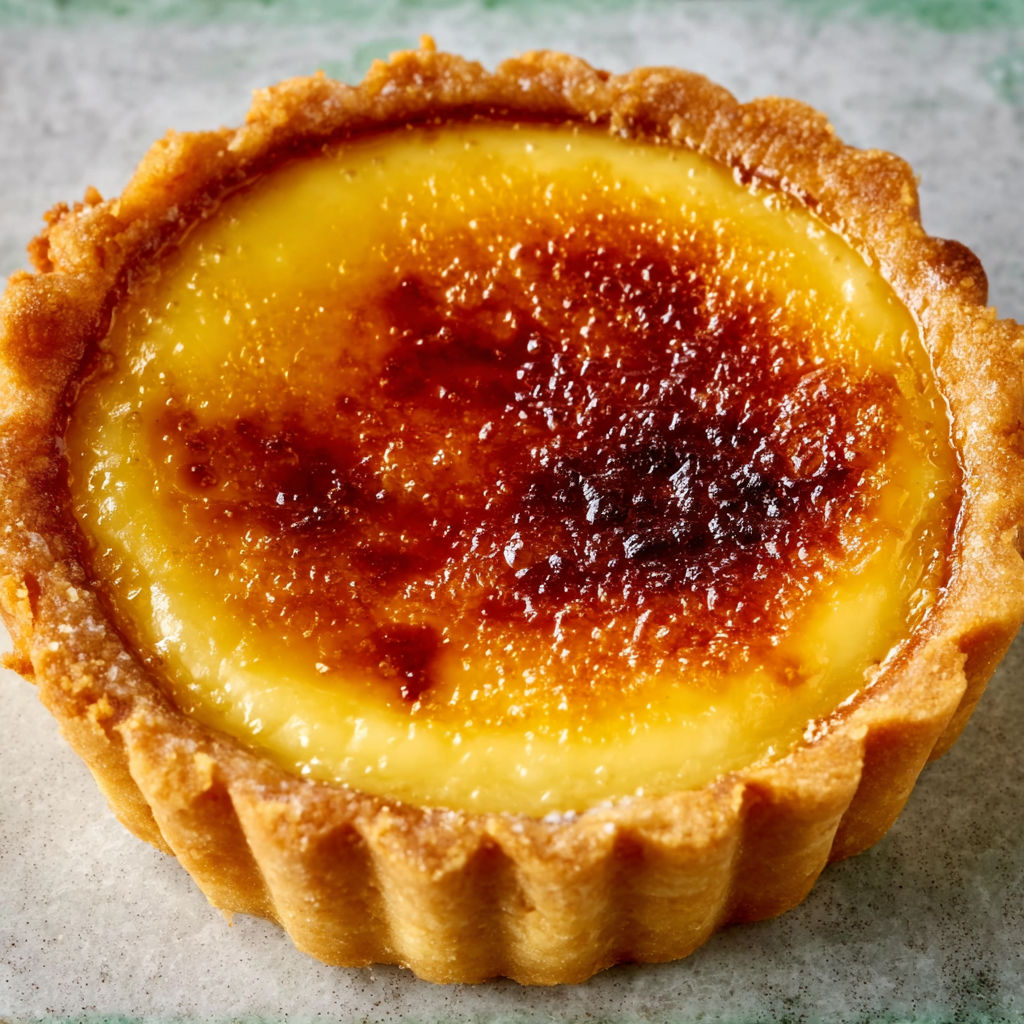 Tartelettes à la crème brûlée gourmandes : fond sablé doré et cœur crémeux caramélisé juste comme il faut.