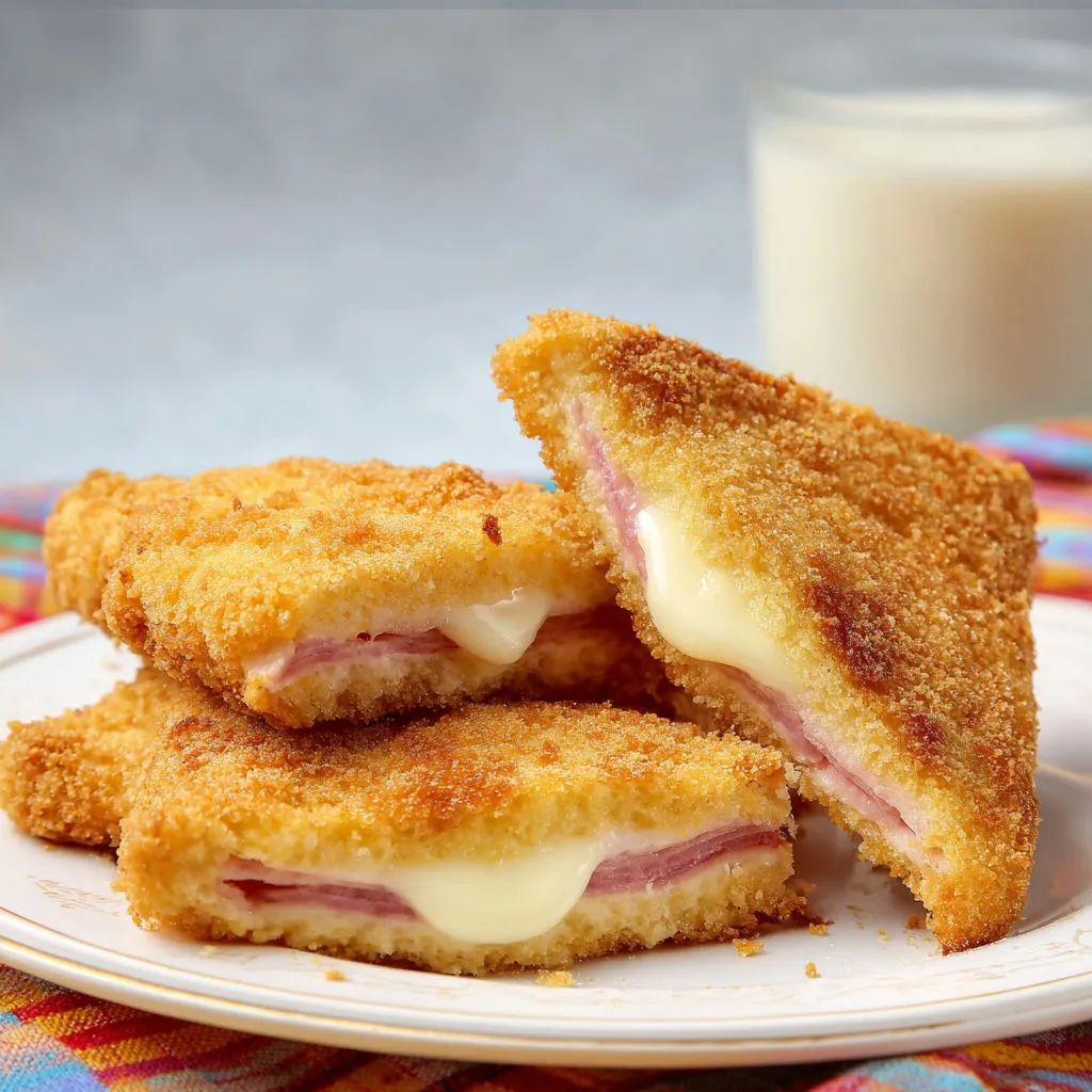 Mozzarella in carrozza ultra croustillante, cœur coulant de fromage et jambon bien fondant.