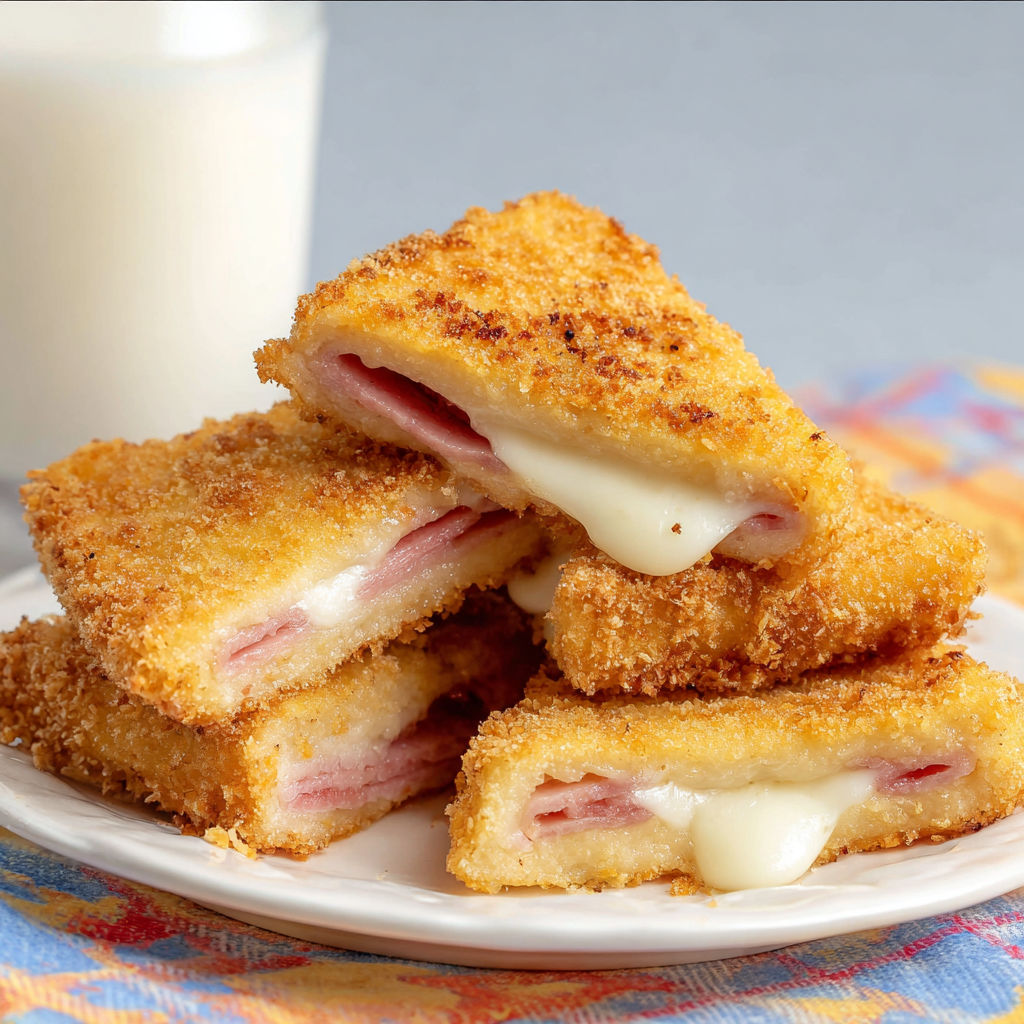 Pain de mie archi doré autour de la mozzarella filante et jambon goûteux.