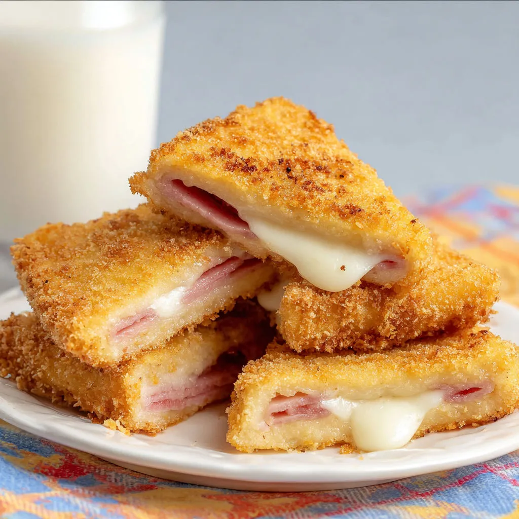 Pain de mie archi doré autour de la mozzarella filante et jambon goûteux.