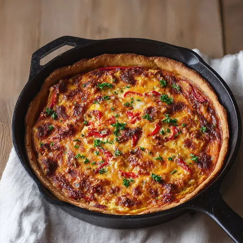 Une quiche gourmande au thon prête à être savourée.