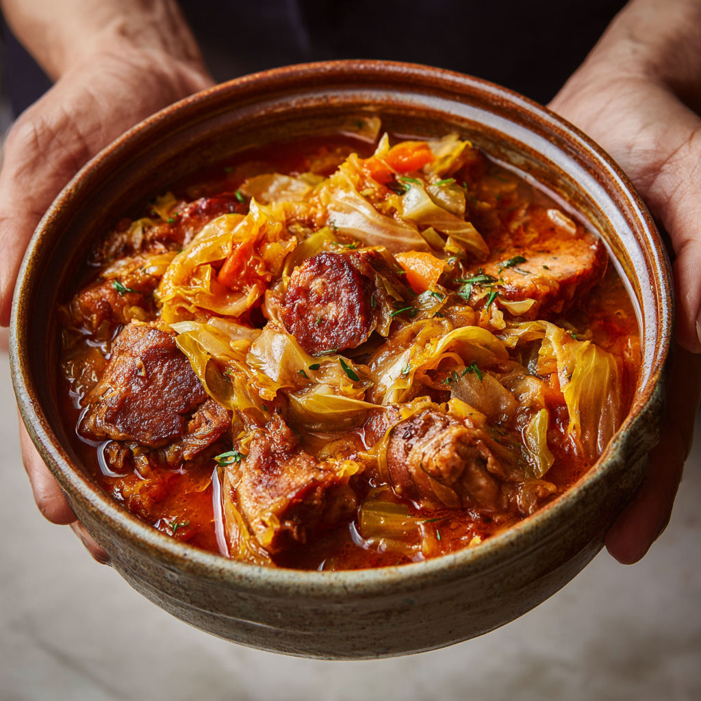 Un délicieux plat mijoté italien à base de chou et porc.
