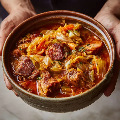 Un délicieux plat mijoté italien à base de chou et porc.