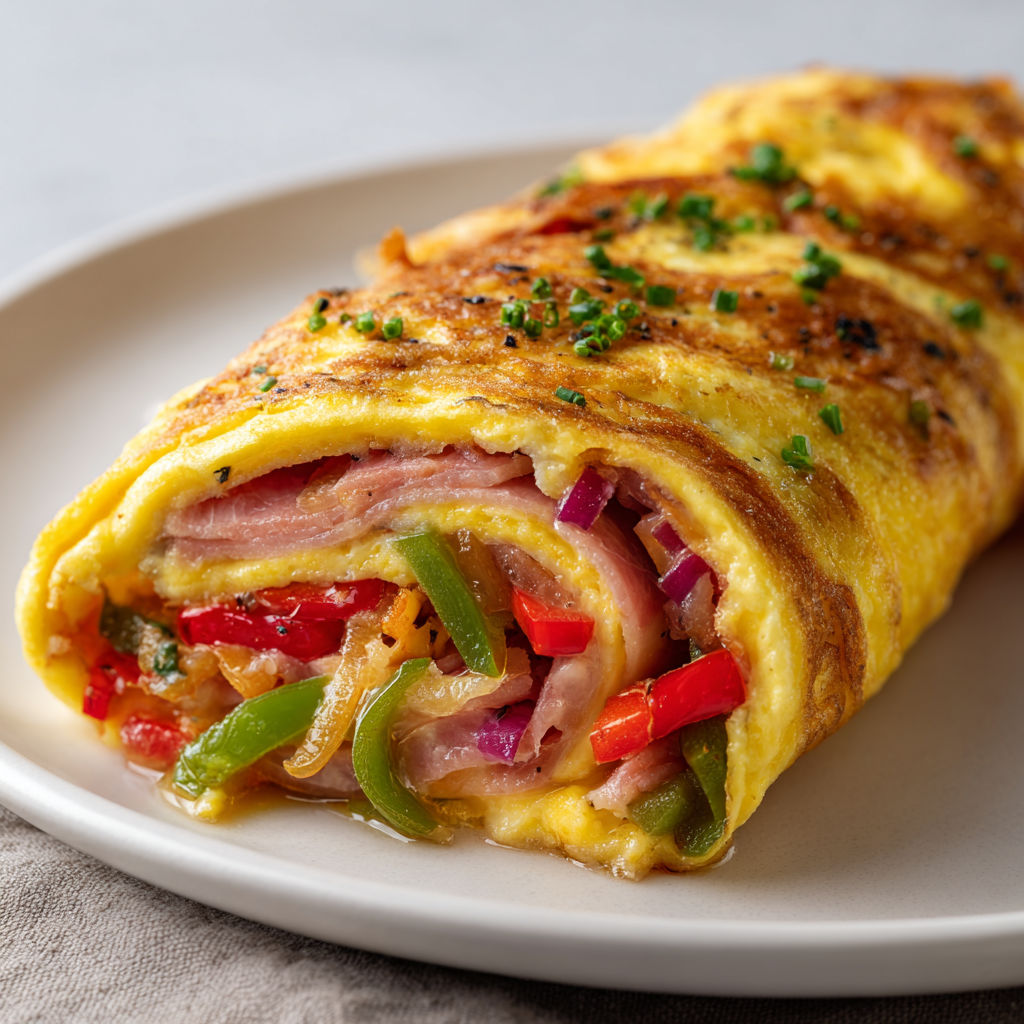 Préparation rapide et facile avec œufs battus, légumes sautés et jambon basque, relevée d’une touche de piment d’Espelette.