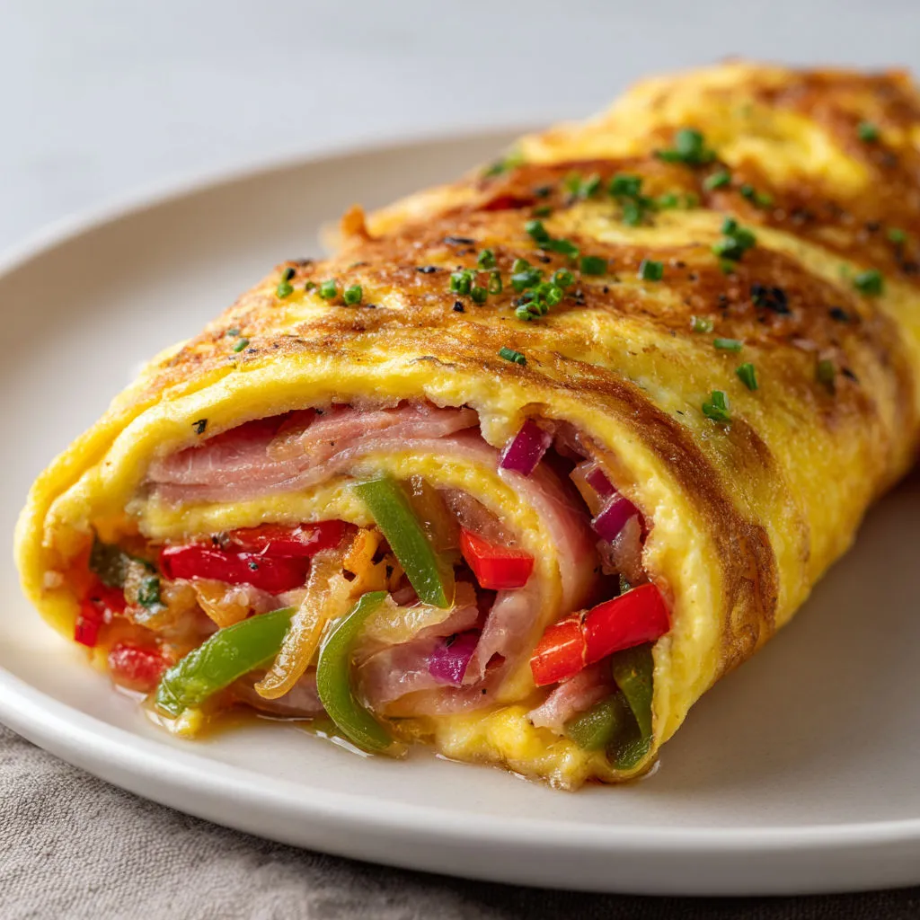 Préparation rapide et facile avec œufs battus, légumes sautés et jambon basque, relevée d’une touche de piment d’Espelette.