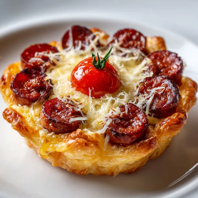 Un apéritif gourmand en forme de fleur à base de merguez.