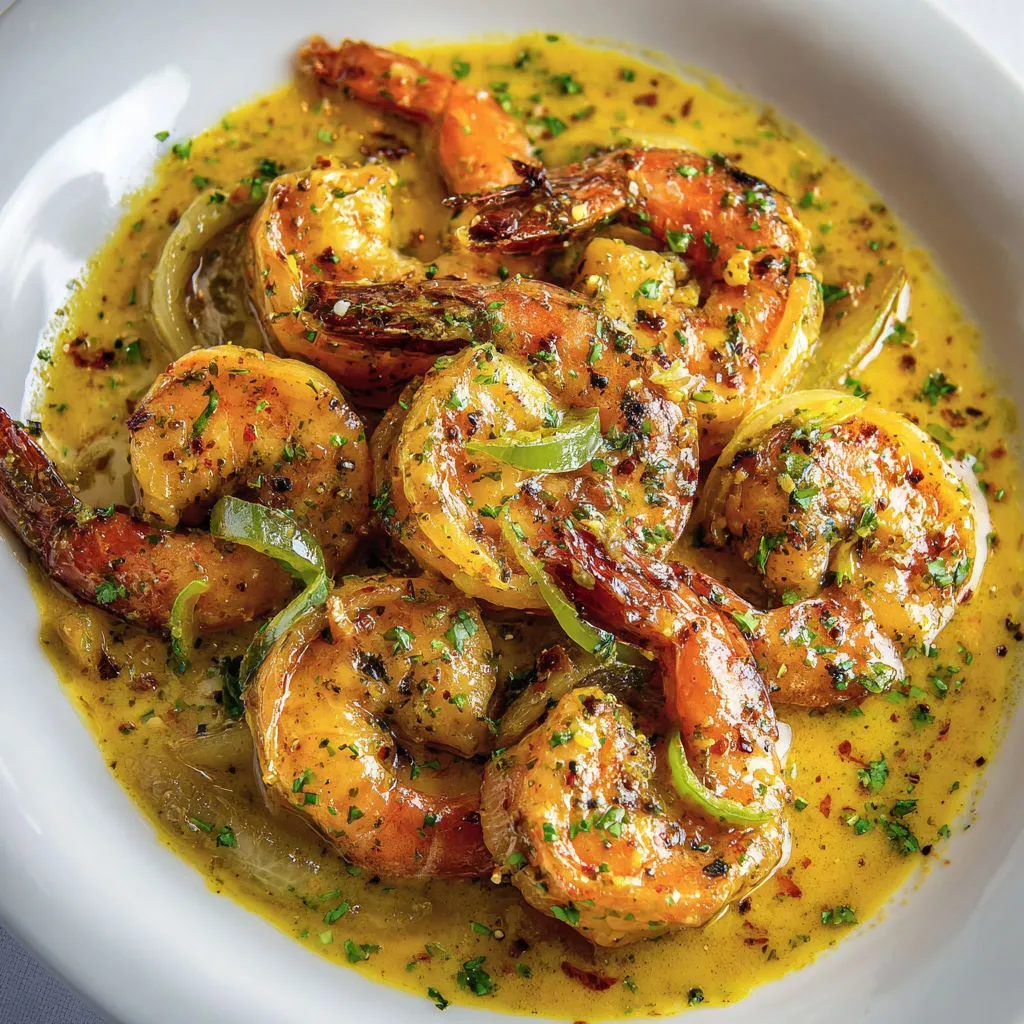 Crevettes fondantes à la moutarde de Dijon, sauce rapide au vin blanc et citron frais.