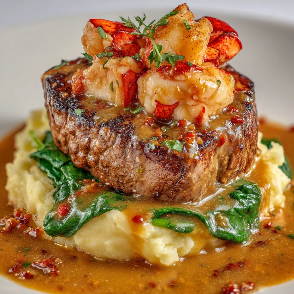 Terre-mer gourmet : filet mignon et homard sauce xérès.