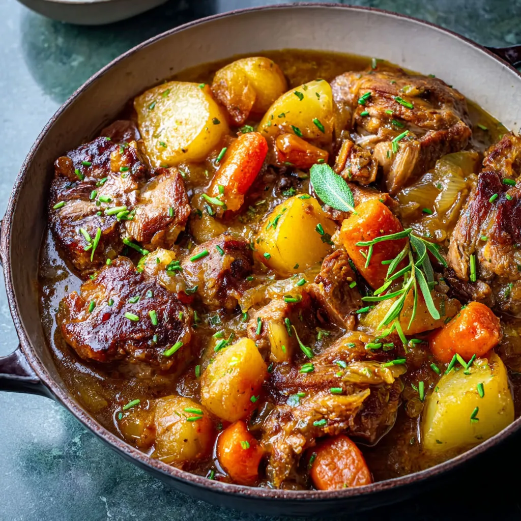 Mijoté irlandais fondant aux légumes, agneau et pommes de terre.