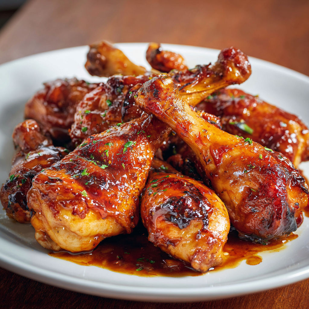 Pilons de poulet marinés à l’ananas, sauce soja et gingembre caramélisés à la façon hawaïenne.