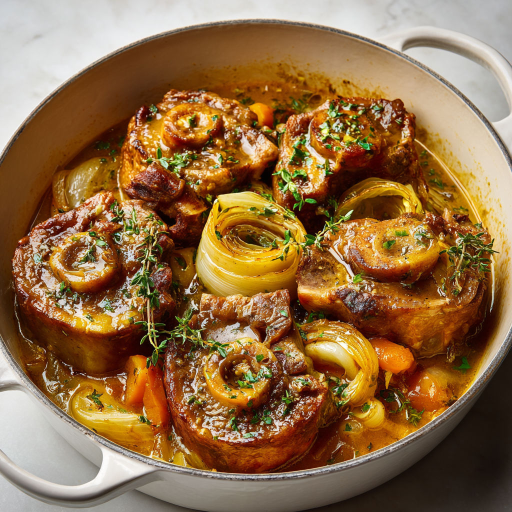 Porc fondant aux agrumes et polenta fromagère.