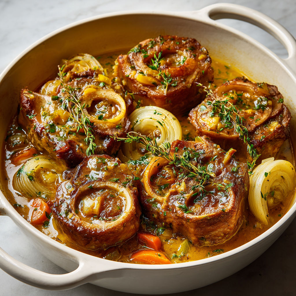 Jarrets de porc mijotés à la bière, polenta crémeuse.