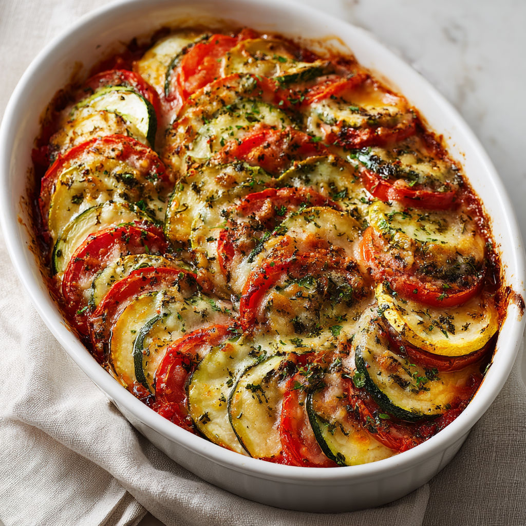 Un gratin ultra fondant de courgettes et tomates, généreux et irrésistible !
