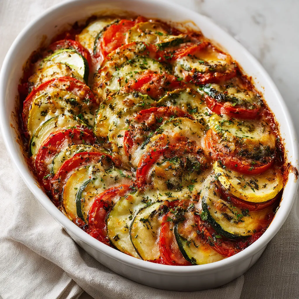 Un gratin ultra fondant de courgettes et tomates, généreux et irrésistible !