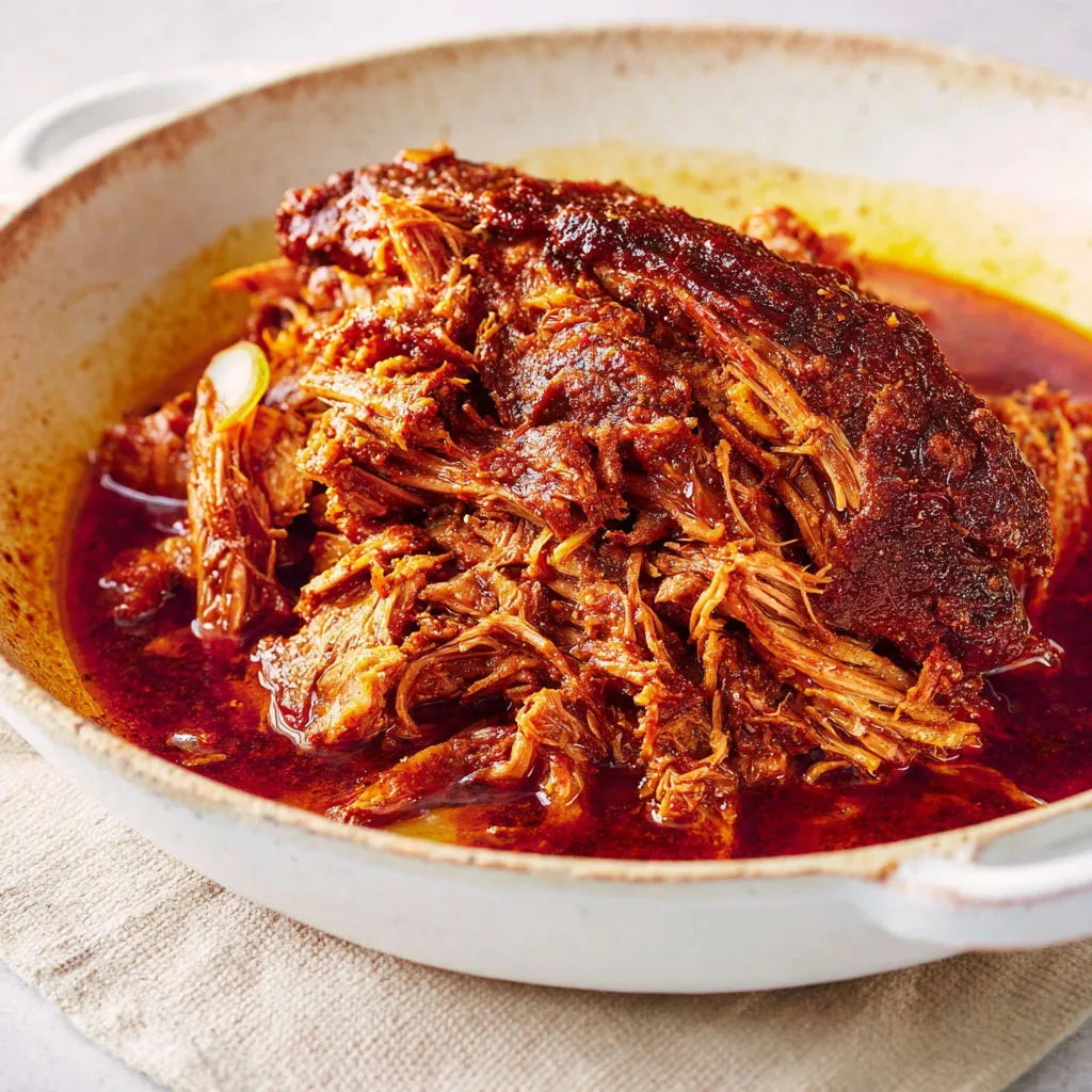 Un plat de porc mijoté avec une sauce chipotle savoureuse.
