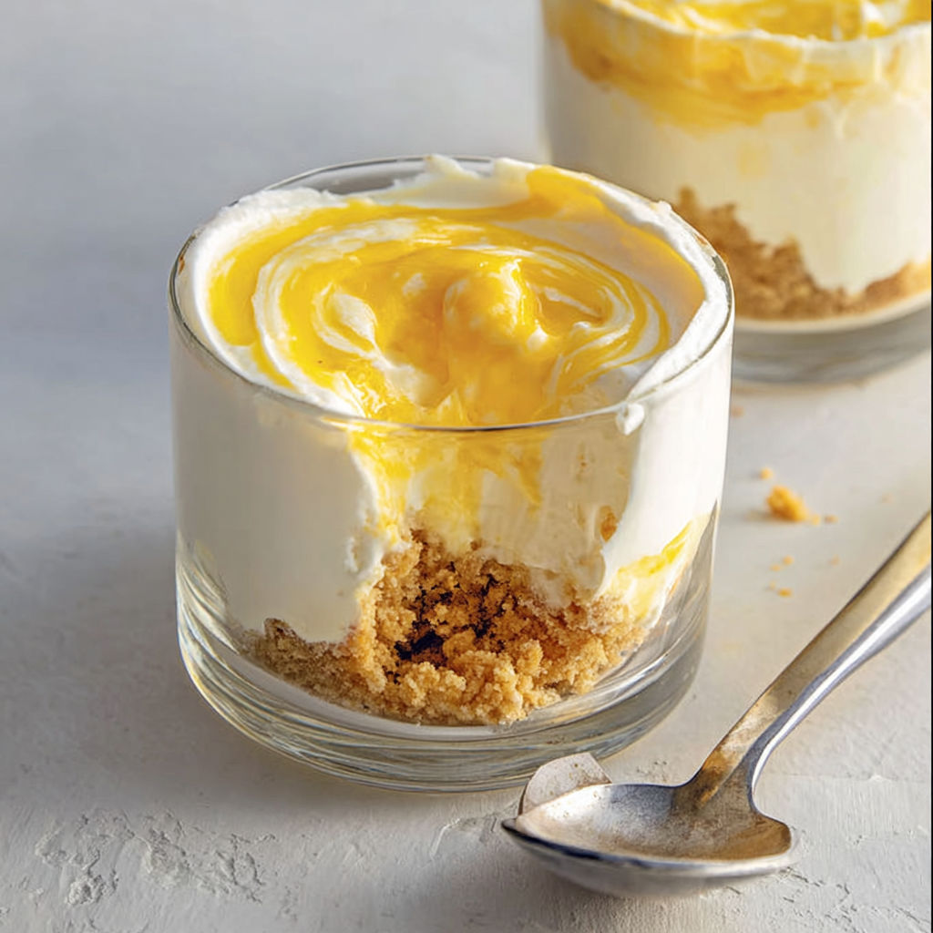 Verrines citron cheesecake frais au lemon curd.