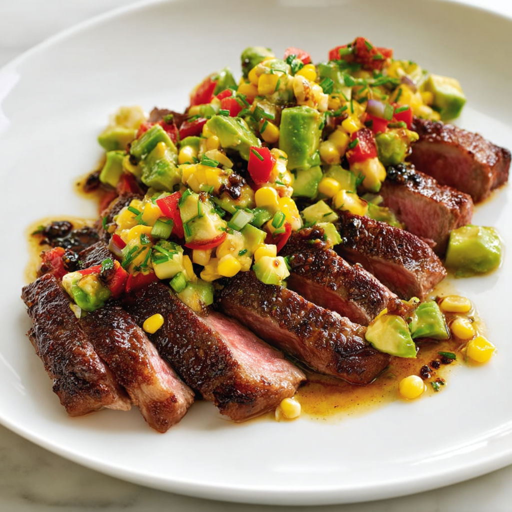 Steak Express à la Poêle et Salade Fraîche d’Avocat et Maïs.
