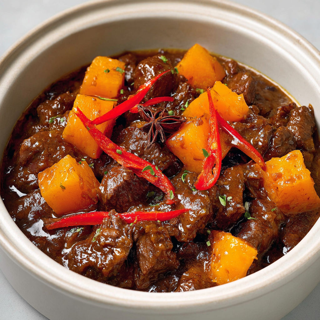 Bœuf gourmand mijoté façon asiatique et courge butternut.