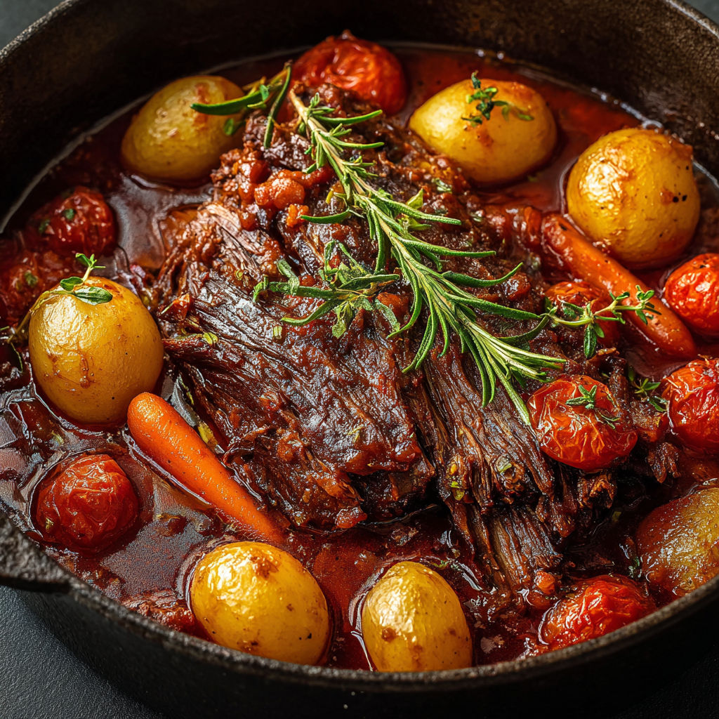 Boeuf mijoté italien et légumes tendres.