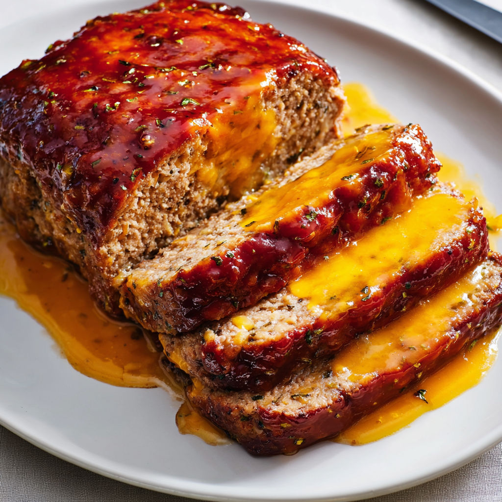 Tranche de viande garnie de cheddar fondant.
