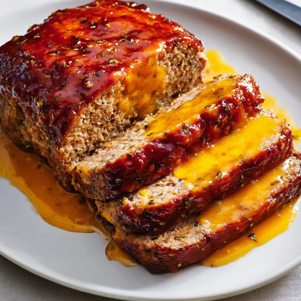 Tranche de viande garnie de cheddar fondant.