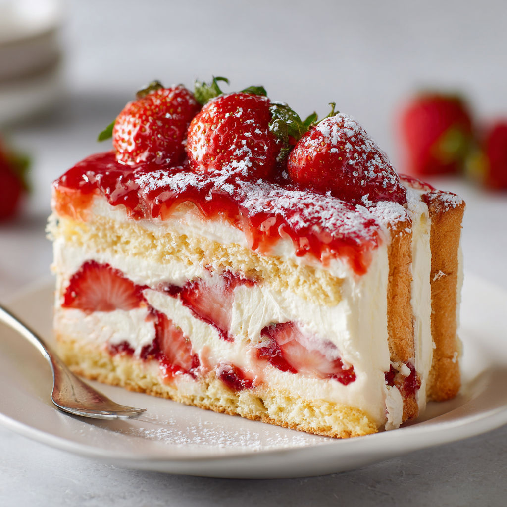 Charlotte fraises mascarpone crème vanille sans four dessert frais facile biscuits cuillère.