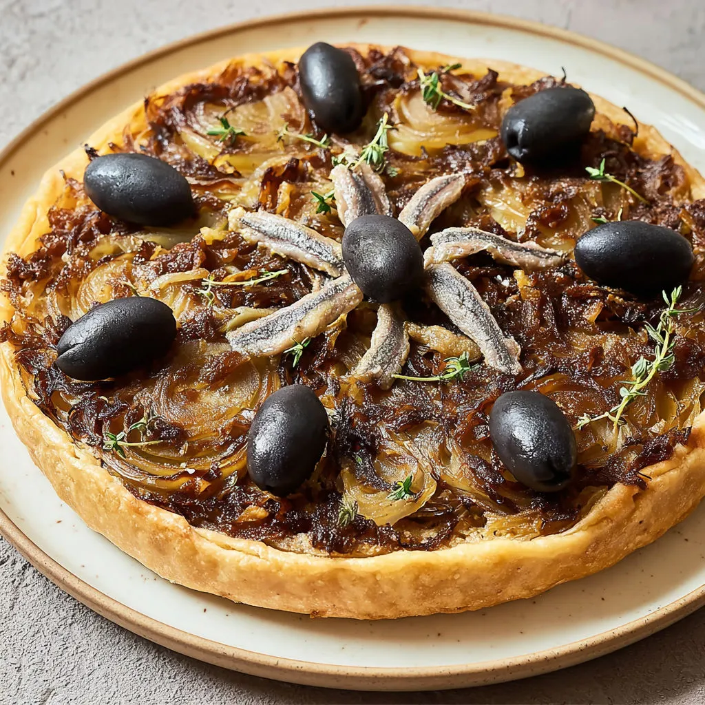 Grande tarte aux aubergines moelleuses et oignons doux, façon traditionnelle et ultra gourmande.