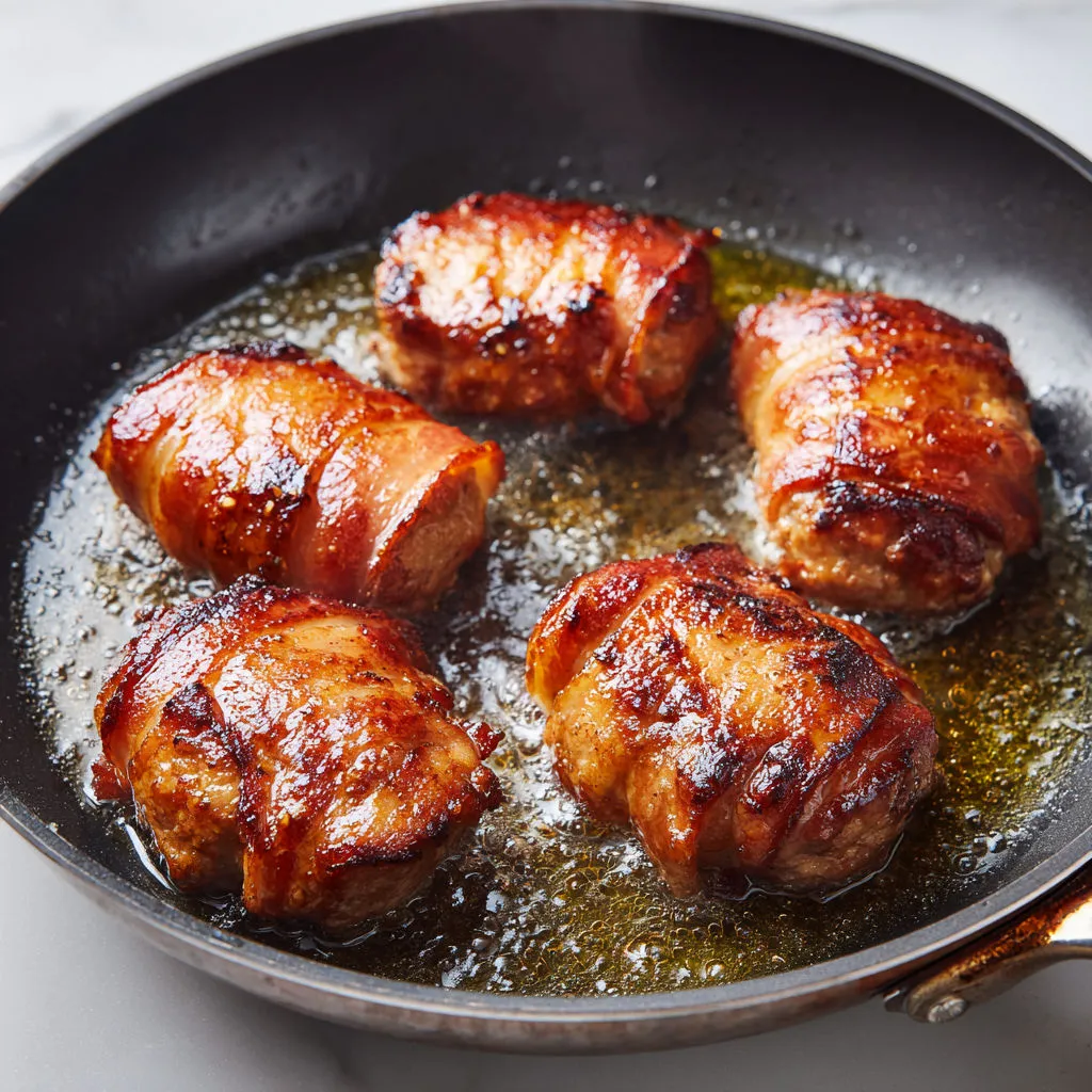 Crépinettes de porc bien croquantes à l’extérieur, tendres dedans, cuisson rapide à la poêle.