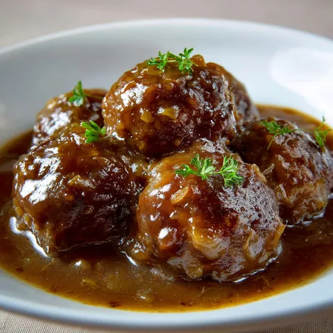 Boulettes sucrées salées avec sauce liégeoise.