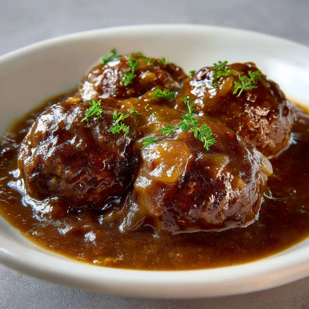 Boulettes tendres porc et bœuf baignées dans la sauce sucrée-salée à la liégeoise.