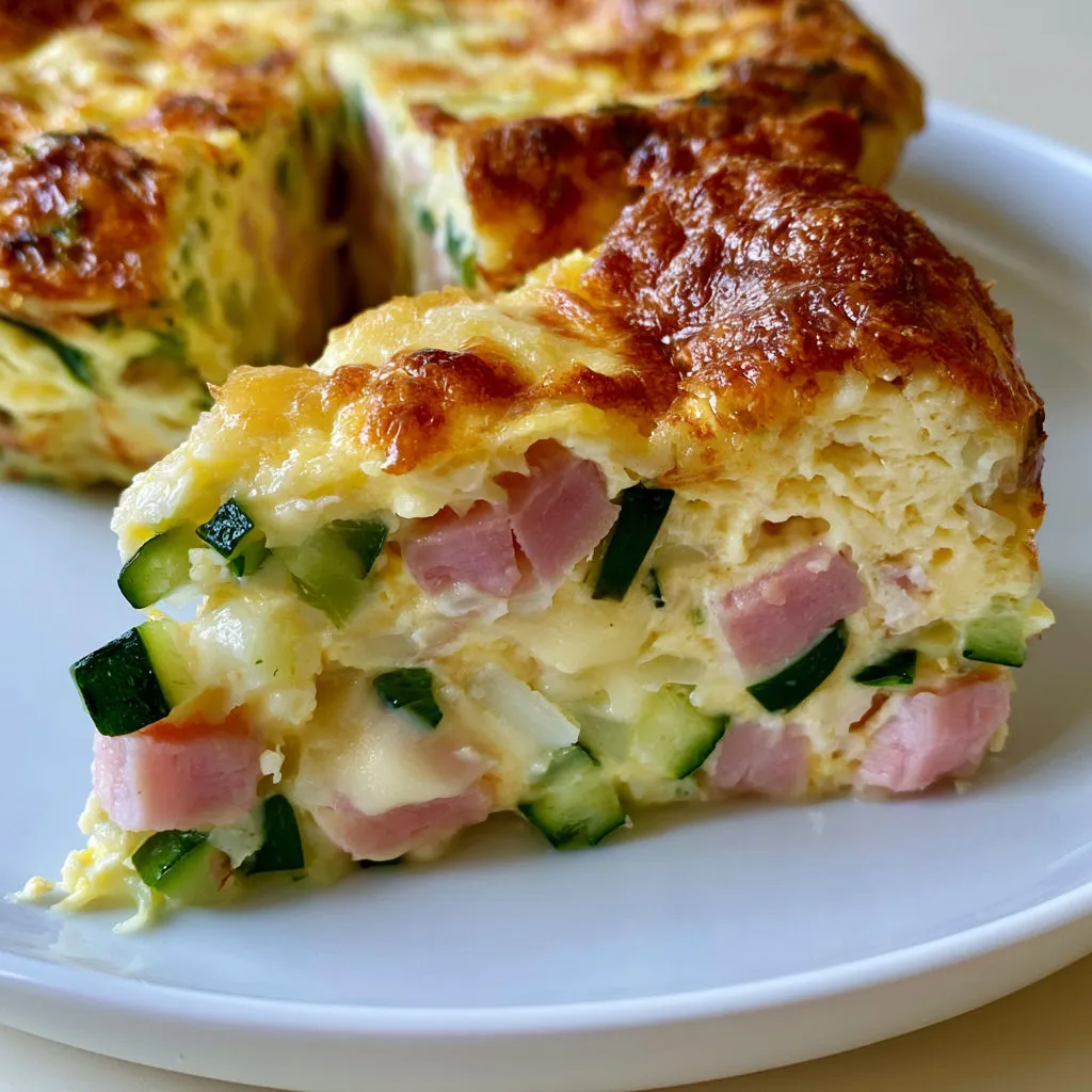Clafoutis Courgettes Jambon gratiné tout simple.