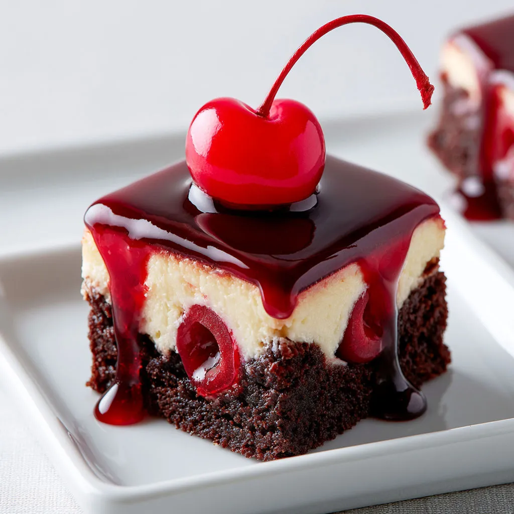 Brownie Cheesecake Cerises et Finition Brillante Maison.