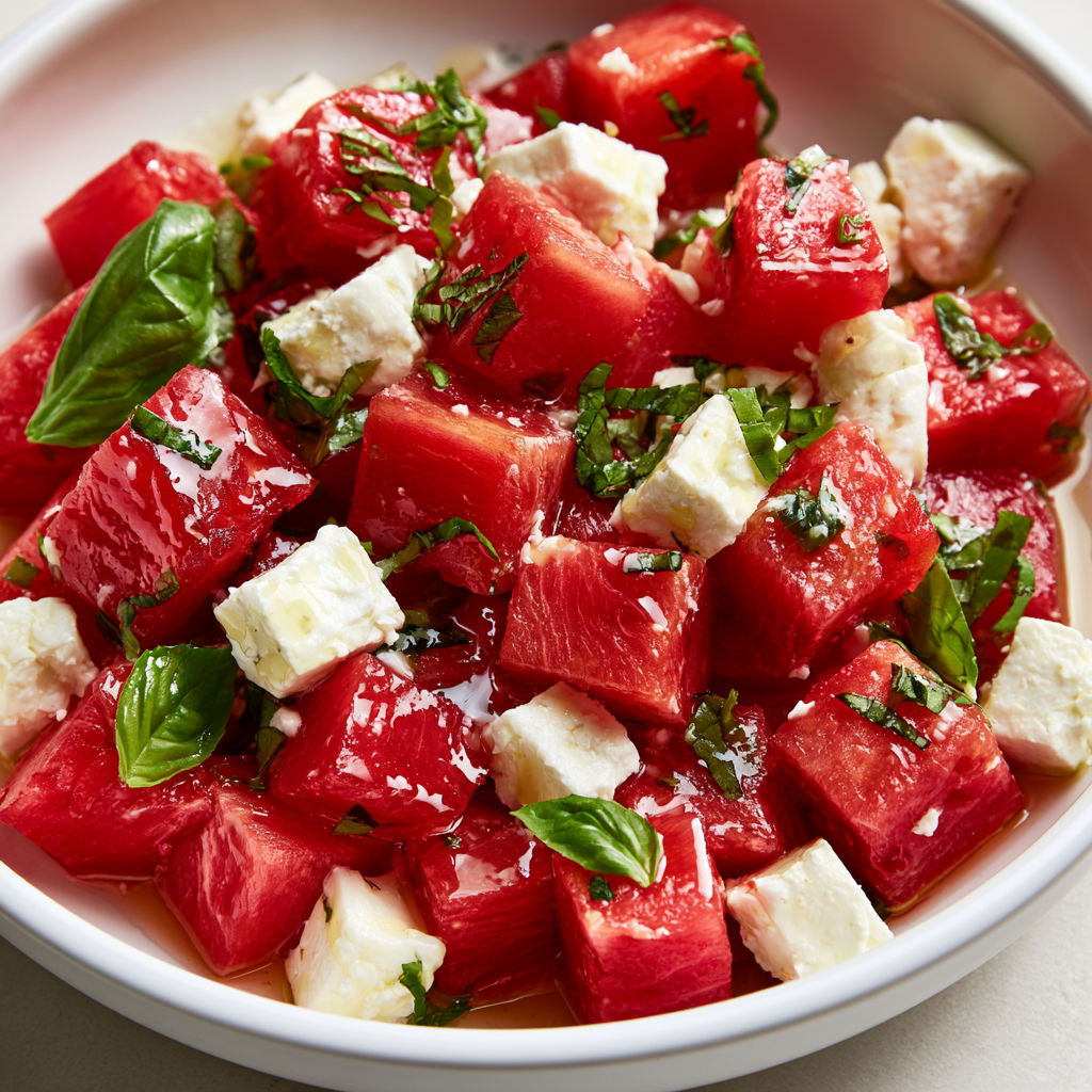 Salade Fraîcheur Pastèque-Feta Pour l’Été Light et Colorée.