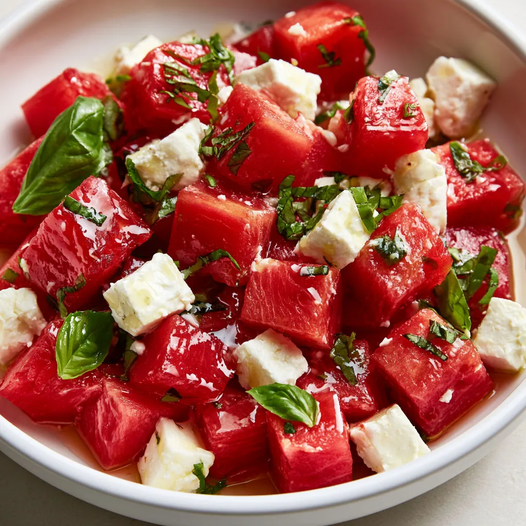 Salade Fraîcheur Pastèque-Feta Pour l’Été Light et Colorée.