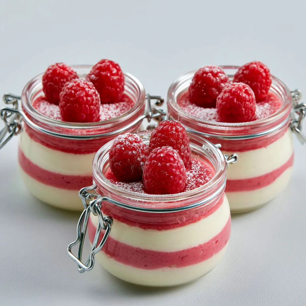 Jolies verrines framboise mascarpone, touche citron et texture moelleuse.